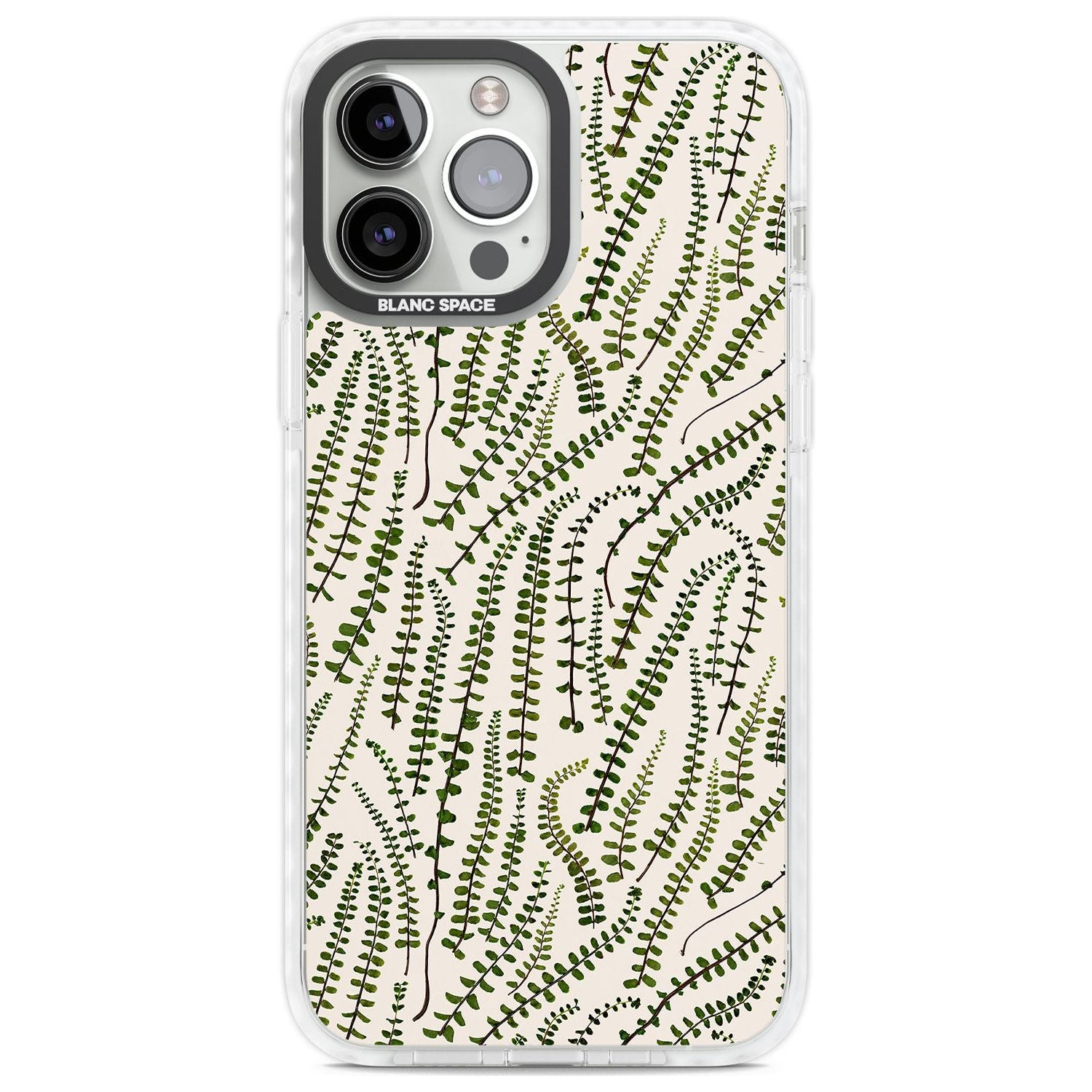 Fern Leaf Pattern Design - Cream Phone Case iPhone 13 Pro Max / Impact Case,iPhone 14 Pro Max / Impact Case Blanc Space