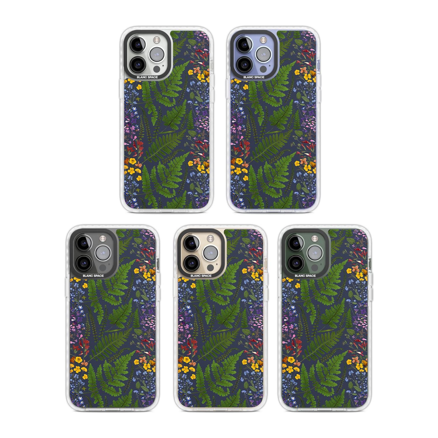 Busy Floral and Fern Design - Navy