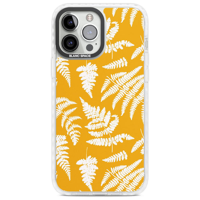 Fern Pattern on Yellow Phone Case iPhone 13 Pro Max / Impact Case,iPhone 14 Pro Max / Impact Case Blanc Space