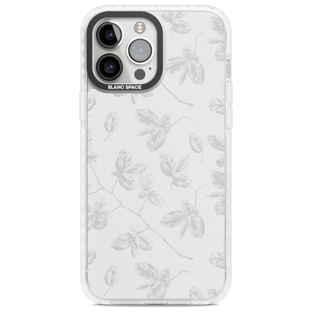 Grey Branches Vintage Botanical Phone Case iPhone 13 Pro Max / Impact Case,iPhone 14 Pro Max / Impact Case Blanc Space