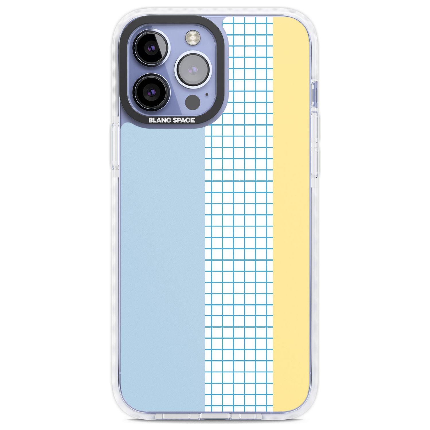 Abstract Grid Blue & Yellow Phone Case iPhone 13 Pro Max / Impact Case,iPhone 14 Pro Max / Impact Case Blanc Space