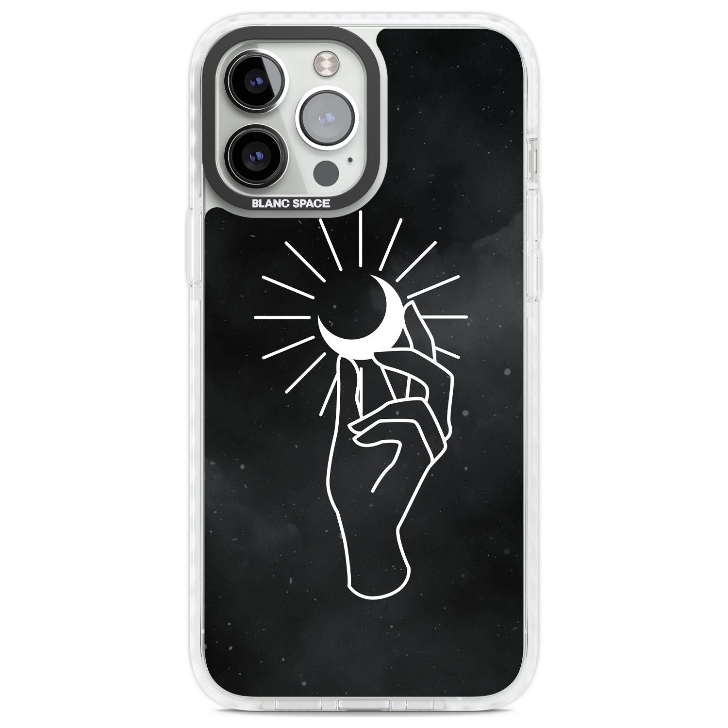 Hand Holding Moon Phone Case iPhone 13 Pro Max / Impact Case,iPhone 14 Pro Max / Impact Case Blanc Space