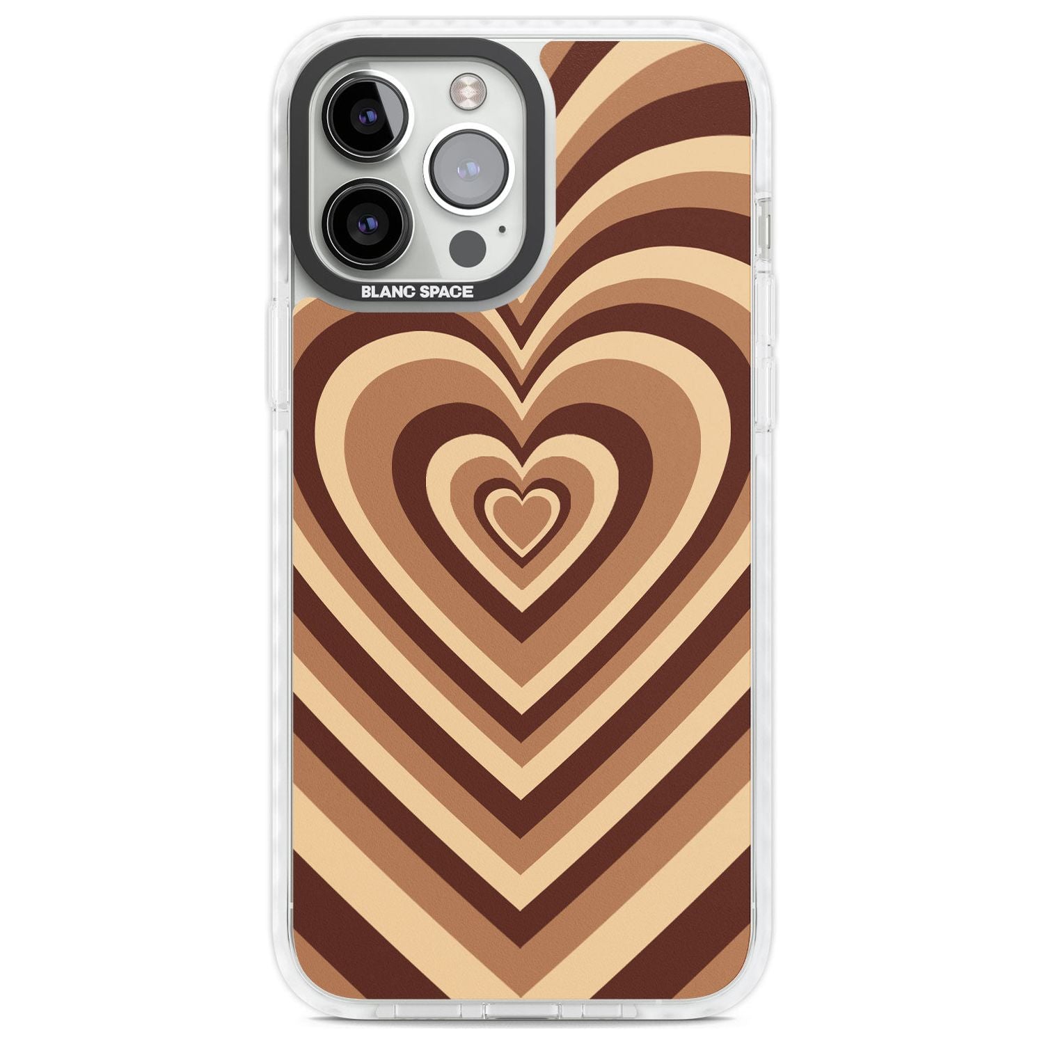 Latte Heart Illusion Phone Case iPhone 13 Pro Max / Impact Case,iPhone 14 Pro Max / Impact Case Blanc Space