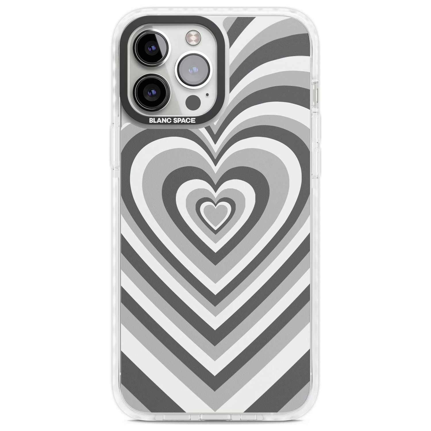 Monochrome Heart Illusion Phone Case iPhone 13 Pro Max / Impact Case,iPhone 14 Pro Max / Impact Case Blanc Space