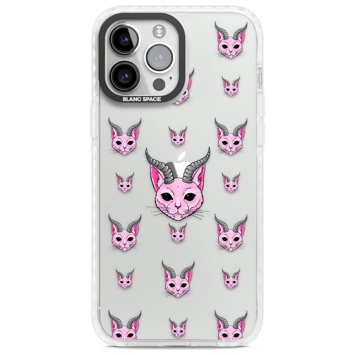 Demon Cat Pattern Phone Case iPhone 13 Pro Max / Impact Case,iPhone 14 Pro Max / Impact Case Blanc Space