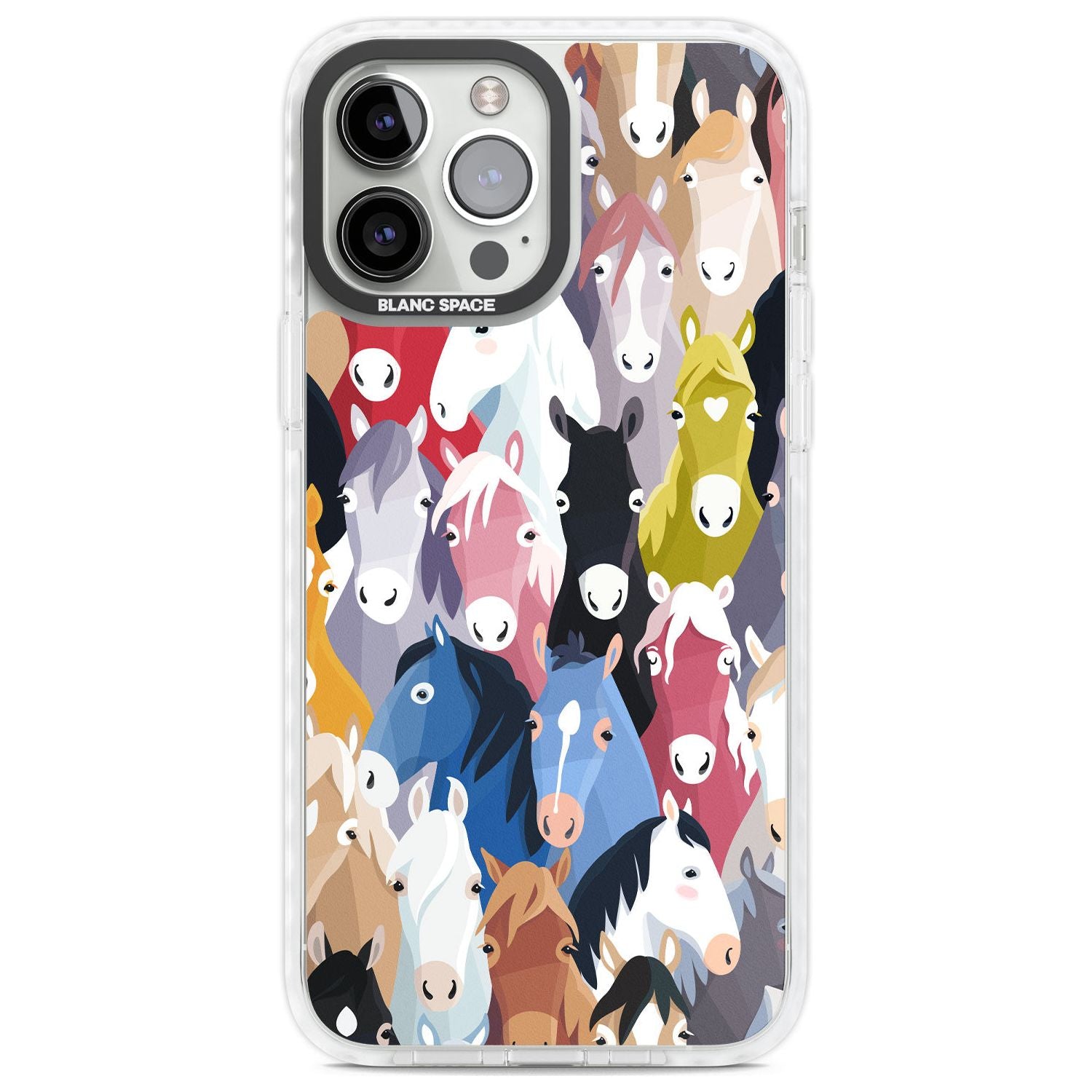 Colourful Horse Pattern Phone Case iPhone 13 Pro Max / Impact Case,iPhone 14 Pro Max / Impact Case Blanc Space