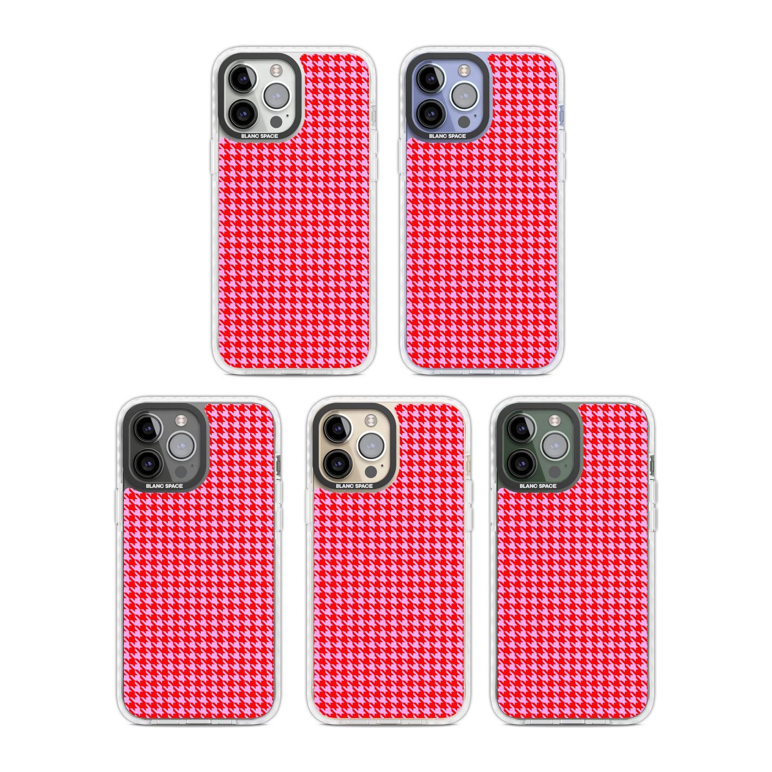 Neon Pink & Red Houndstooth Pattern