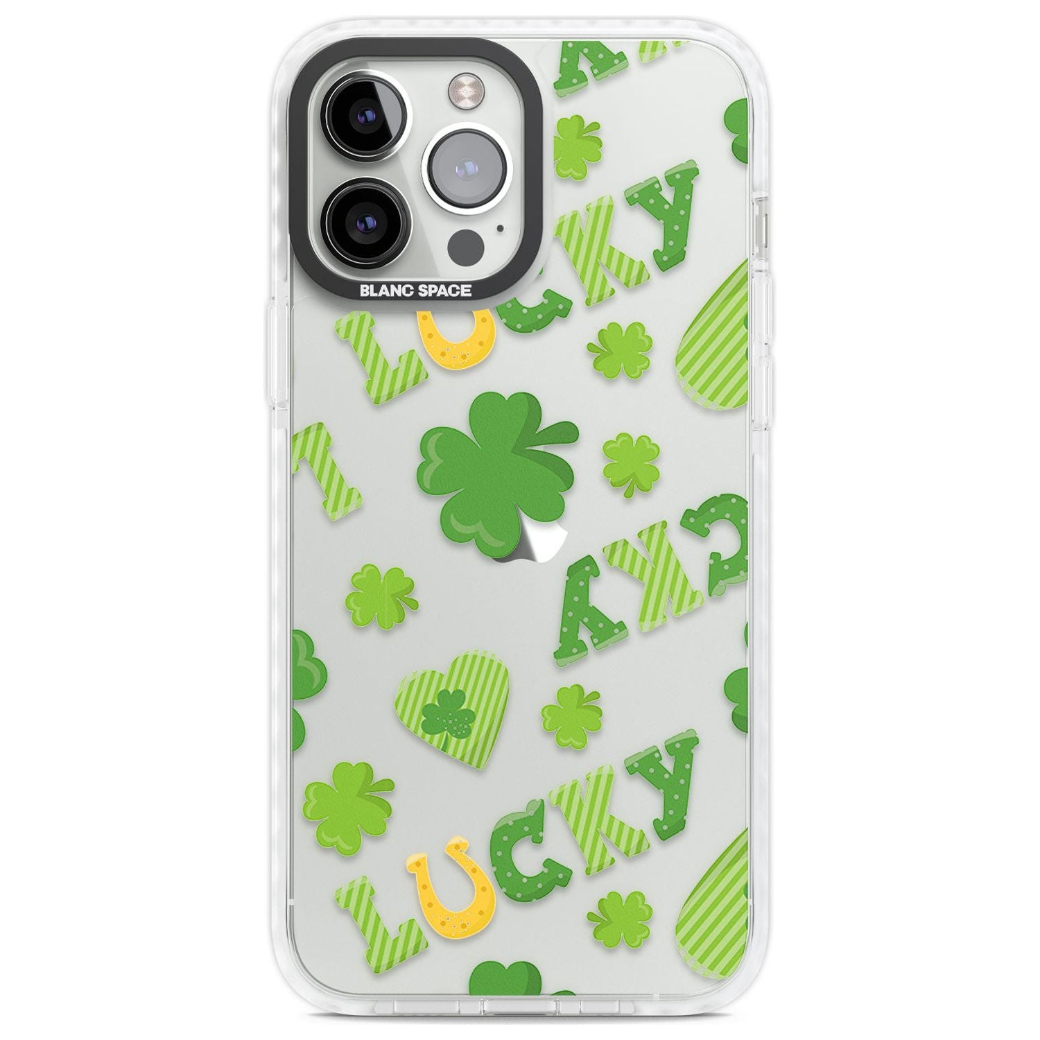 Lucky Irish Clover Phone Case iPhone 13 Pro Max / Impact Case,iPhone 14 Pro Max / Impact Case Blanc Space