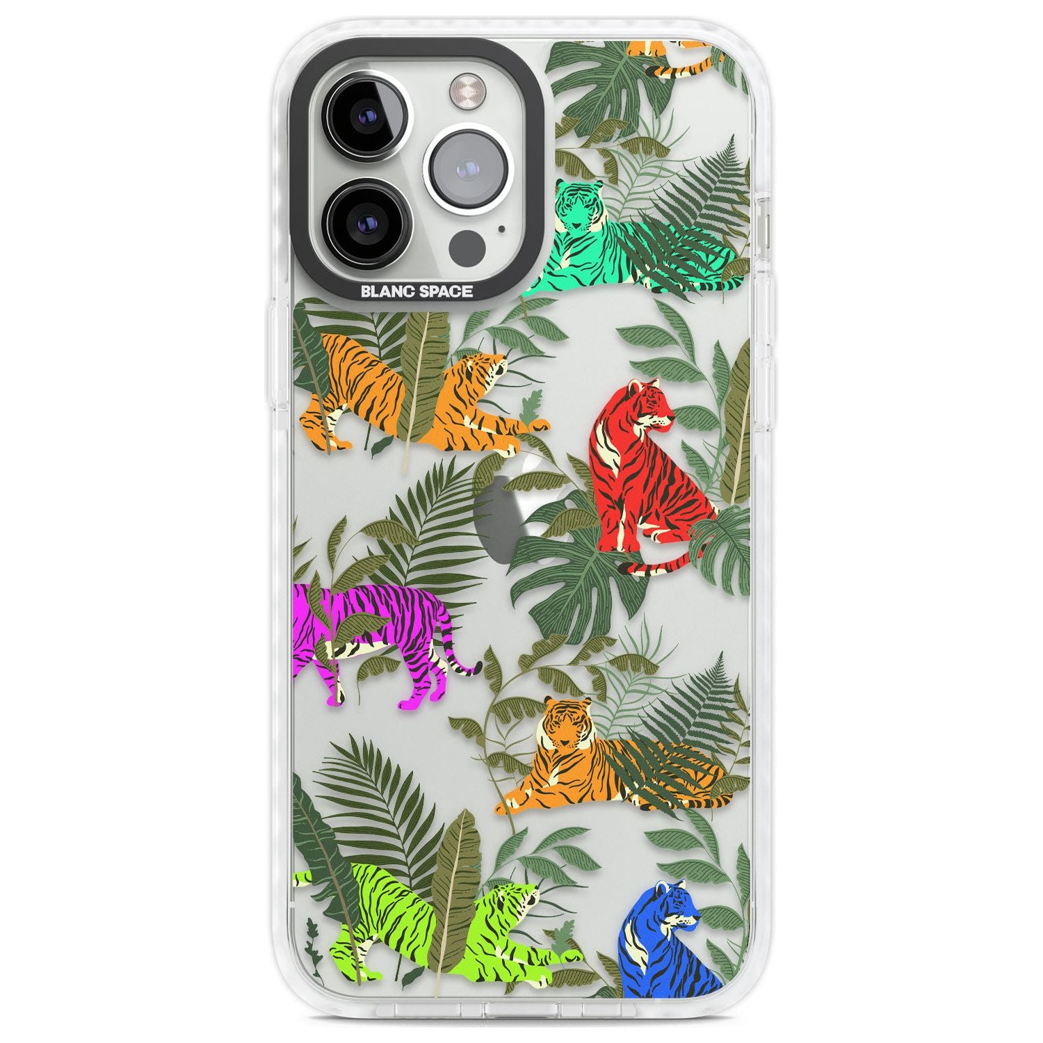 Colourful Tiger Jungle Cat Pattern Phone Case iPhone 13 Pro Max / Impact Case,iPhone 14 Pro Max / Impact Case Blanc Space