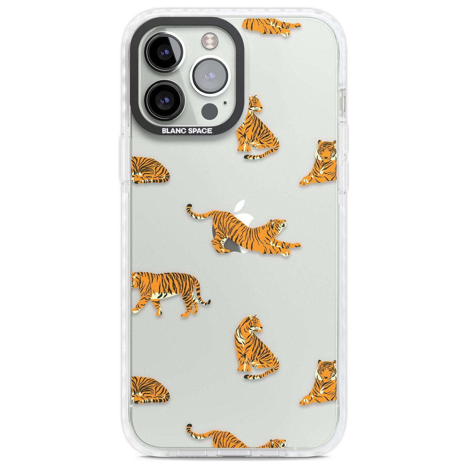 Clear Tiger Jungle Cat Pattern Phone Case iPhone 13 Pro Max / Impact Case,iPhone 14 Pro Max / Impact Case Blanc Space