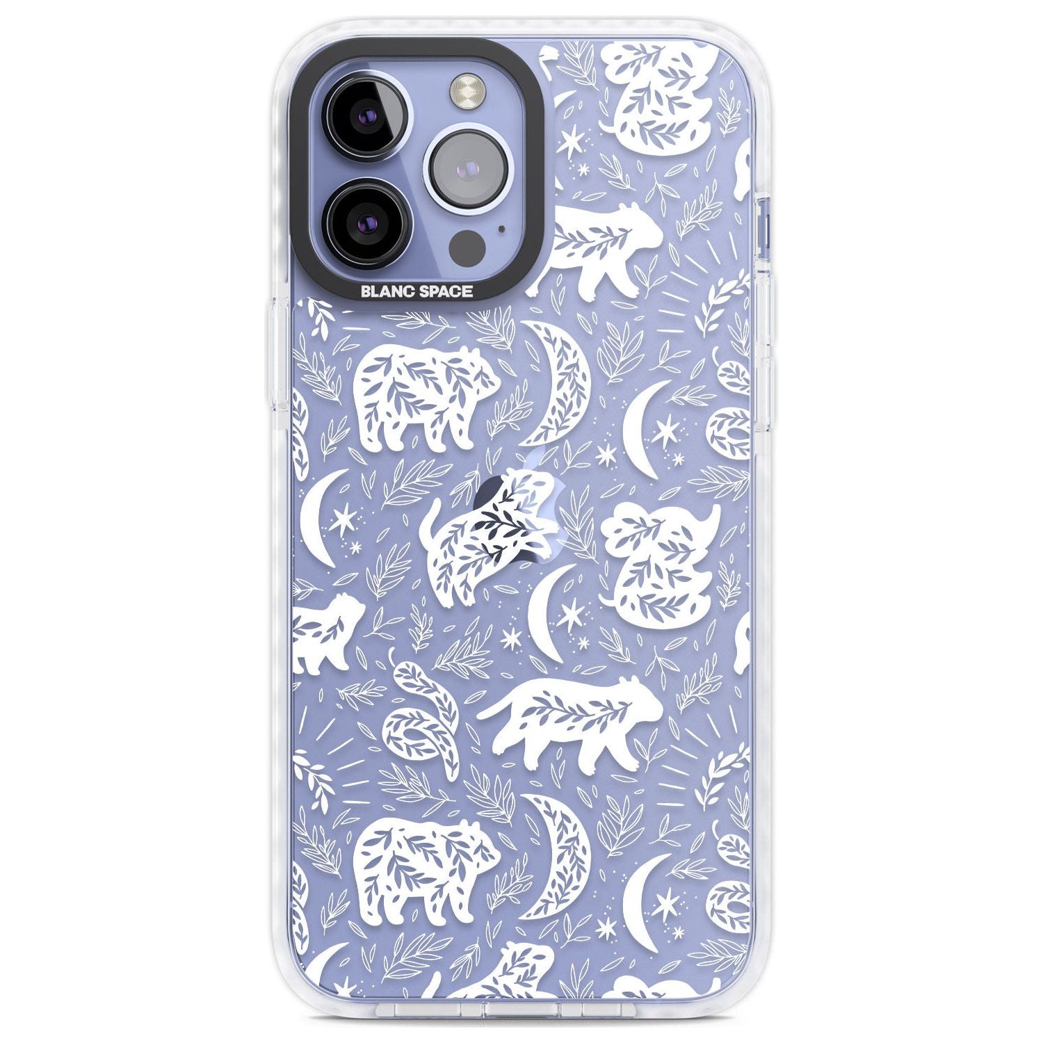 Forest Animal Silhouettes: White/Clear Phone Case iPhone 13 Pro Max / Impact Case,iPhone 14 Pro Max / Impact Case Blanc Space