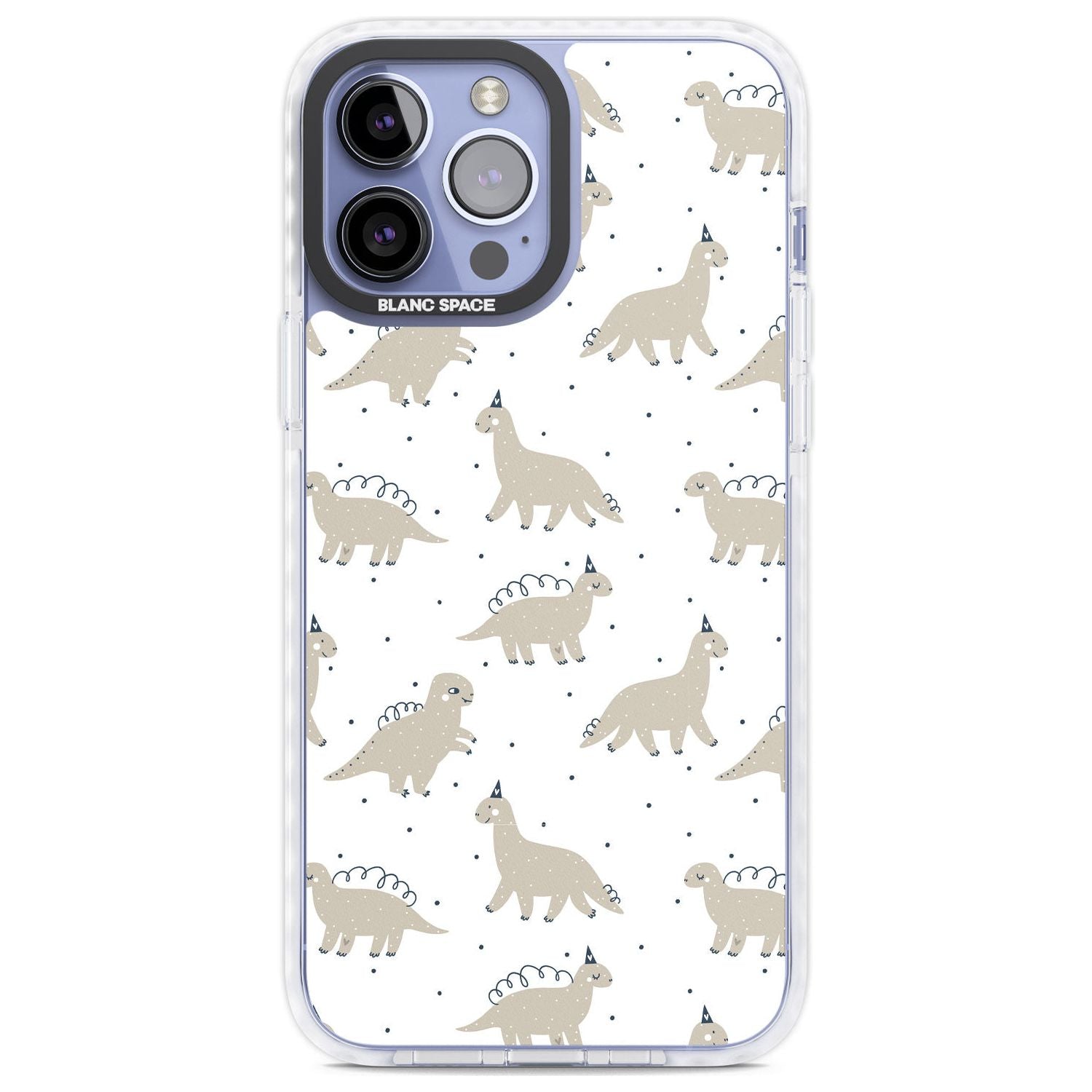 Adorable Dinosaurs Pattern Phone Case iPhone 13 Pro Max / Impact Case,iPhone 14 Pro Max / Impact Case Blanc Space