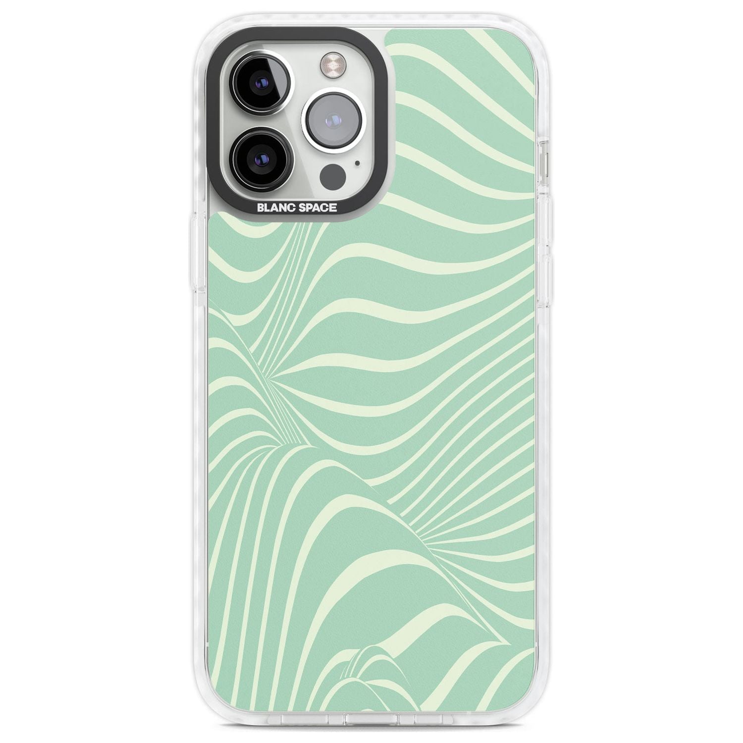 Mint Green Distorted Line Phone Case iPhone 13 Pro Max / Impact Case,iPhone 14 Pro Max / Impact Case Blanc Space