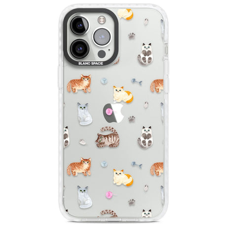 Cats with Toys - Clear Phone Case iPhone 13 Pro Max / Impact Case,iPhone 14 Pro Max / Impact Case Blanc Space
