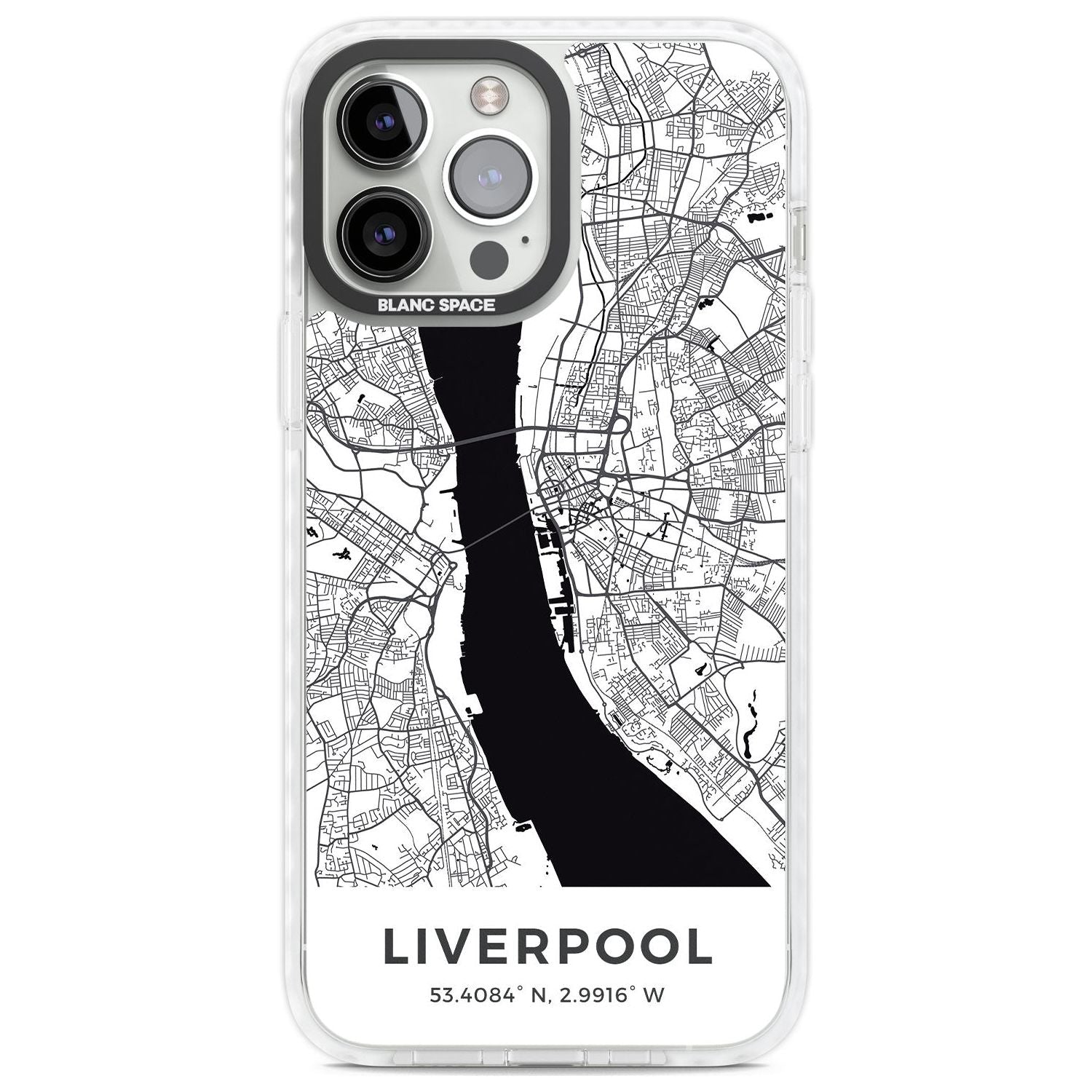 Map of Liverpool, England Phone Case iPhone 13 Pro Max / Impact Case,iPhone 14 Pro Max / Impact Case Blanc Space