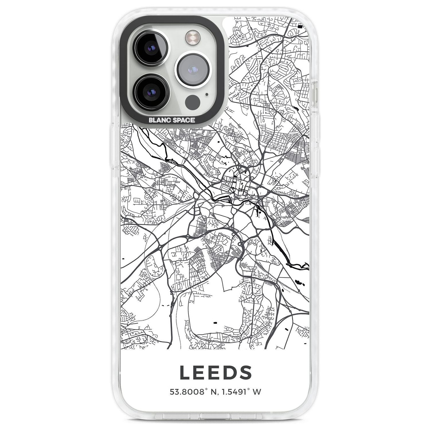 Map of Leeds, England Phone Case iPhone 13 Pro Max / Impact Case,iPhone 14 Pro Max / Impact Case Blanc Space
