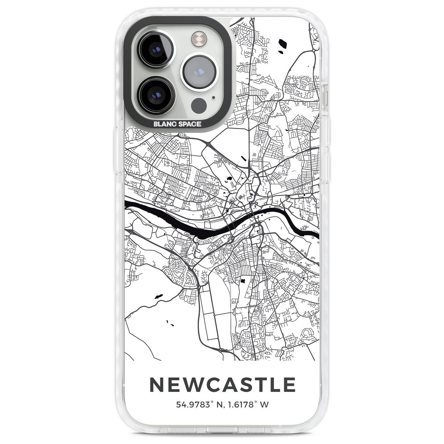 Map of Newcastle, England Phone Case iPhone 13 Pro Max / Impact Case,iPhone 14 Pro Max / Impact Case Blanc Space