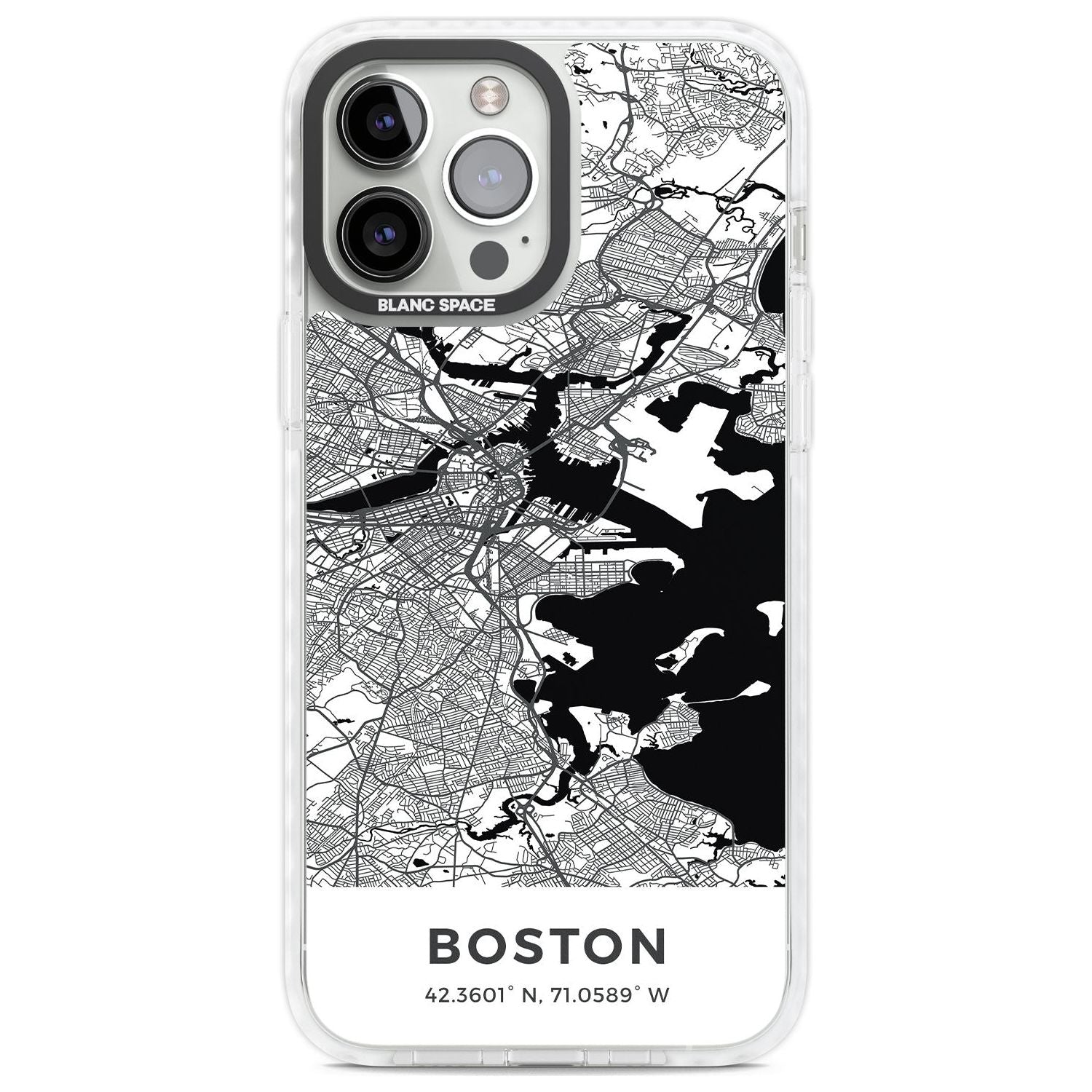 Map of Boston, Massachusetts Phone Case iPhone 13 Pro Max / Impact Case,iPhone 14 Pro Max / Impact Case Blanc Space