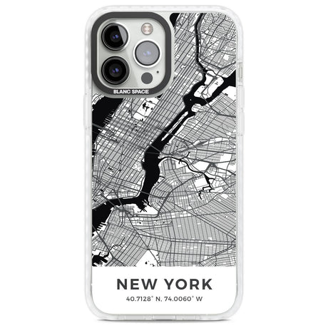 Map of New York, New York Phone Case iPhone 13 Pro Max / Impact Case,iPhone 14 Pro Max / Impact Case Blanc Space