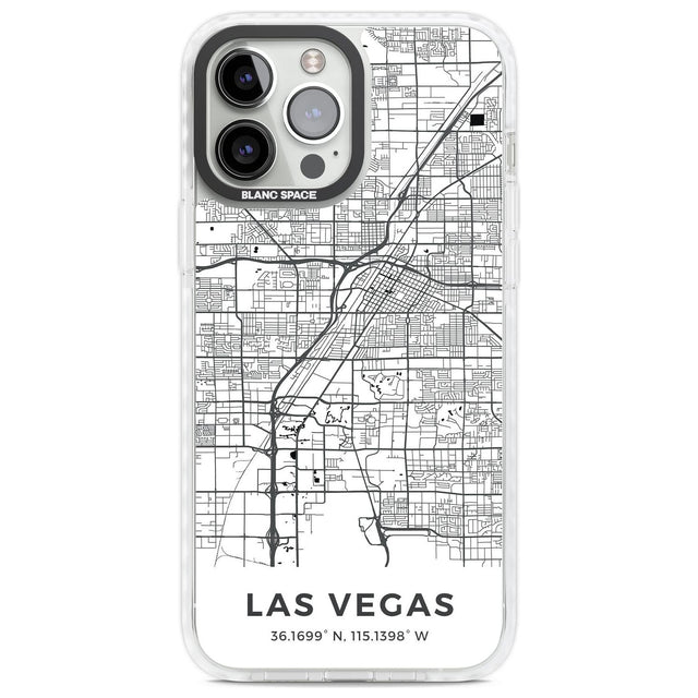 Map of Las Vegas, Nevada Phone Case iPhone 13 Pro Max / Impact Case,iPhone 14 Pro Max / Impact Case Blanc Space