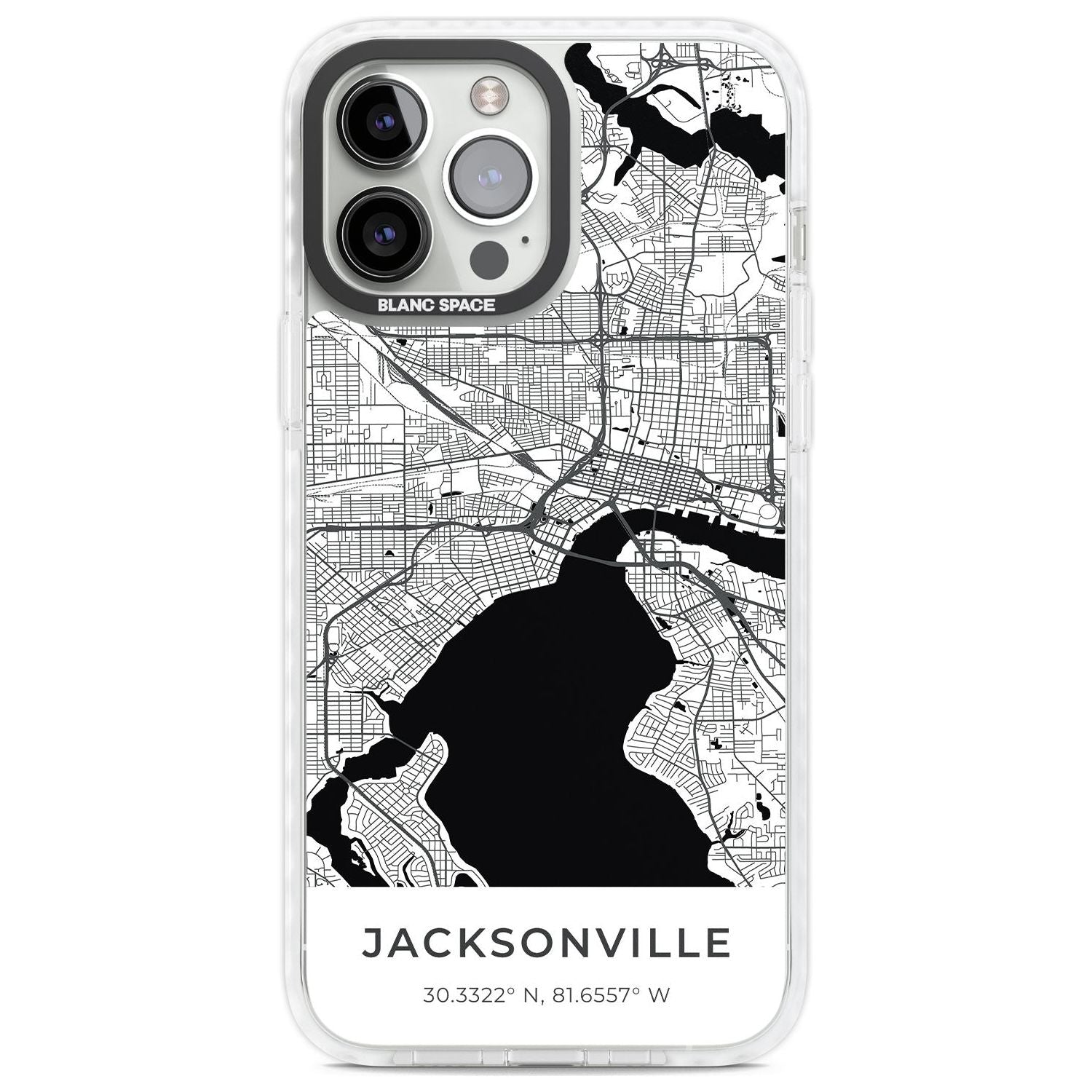 Map of Jacksonville, Florida Phone Case iPhone 13 Pro Max / Impact Case,iPhone 14 Pro Max / Impact Case Blanc Space