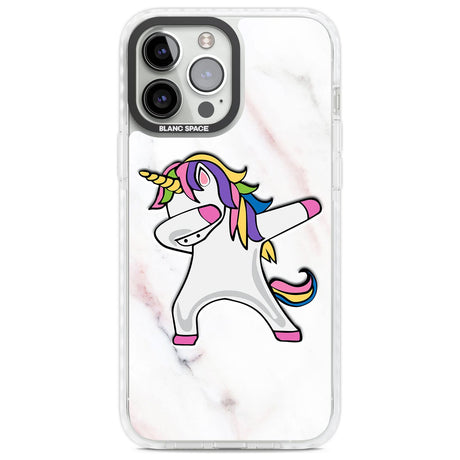Designer Marble Unicorn Dab Phone Case iPhone 13 Pro Max / Impact Case,iPhone 14 Pro Max / Impact Case Blanc Space