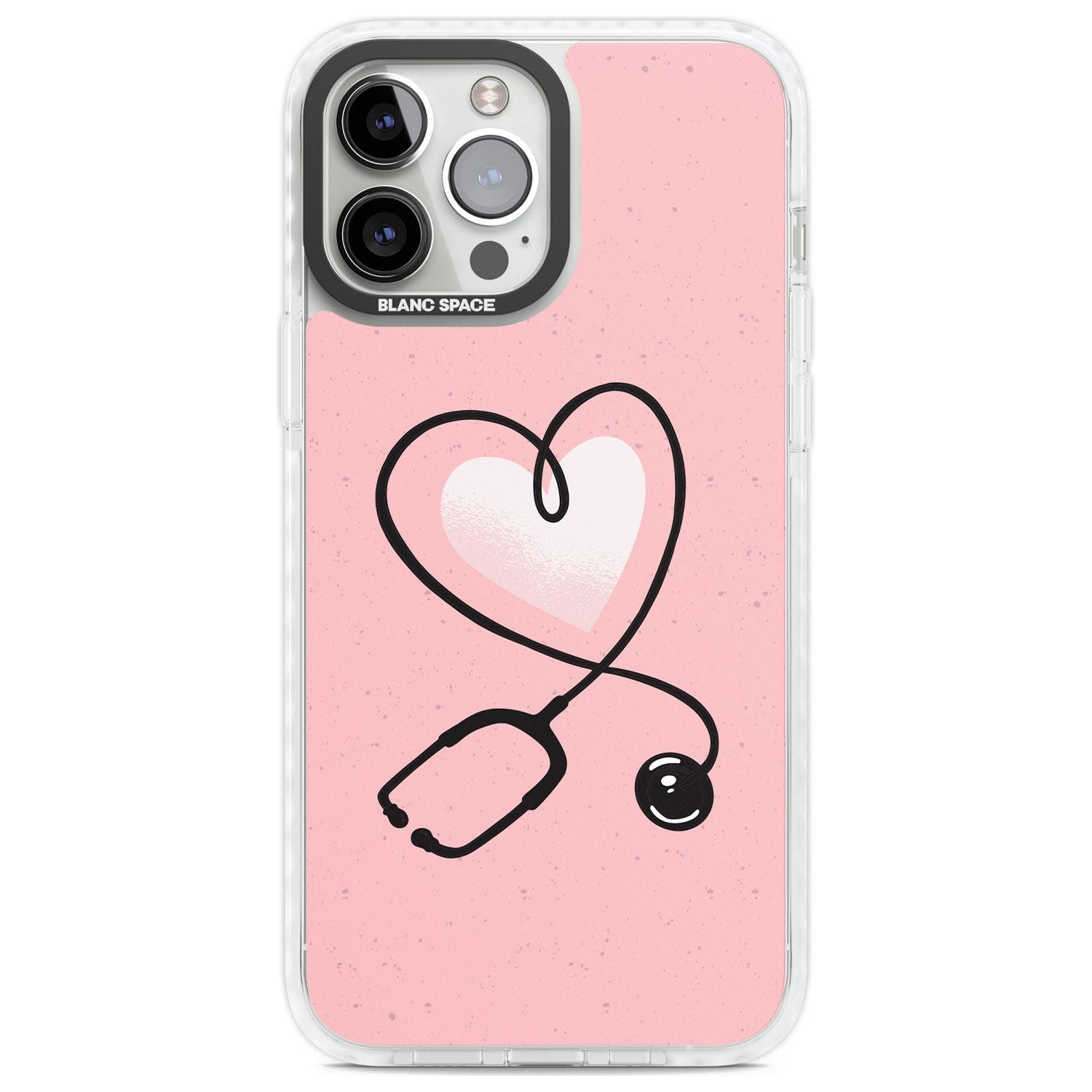 Medical Inspired Design Stethoscope Heart Phone Case iPhone 13 Pro Max / Impact Case,iPhone 14 Pro Max / Impact Case Blanc Space