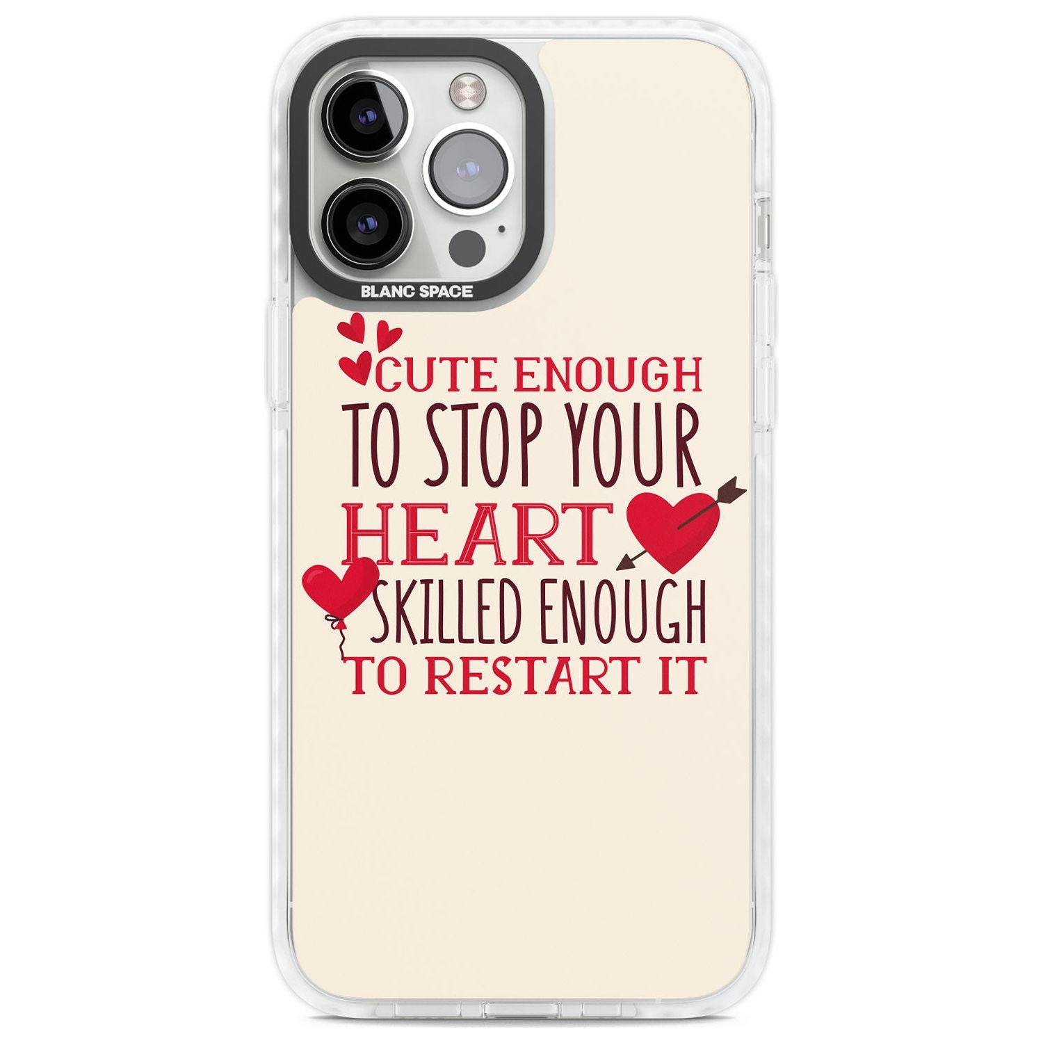 Medical Design Cute Enough to Stop Your Heart Phone Case iPhone 13 Pro Max / Impact Case,iPhone 14 Pro Max / Impact Case Blanc Space