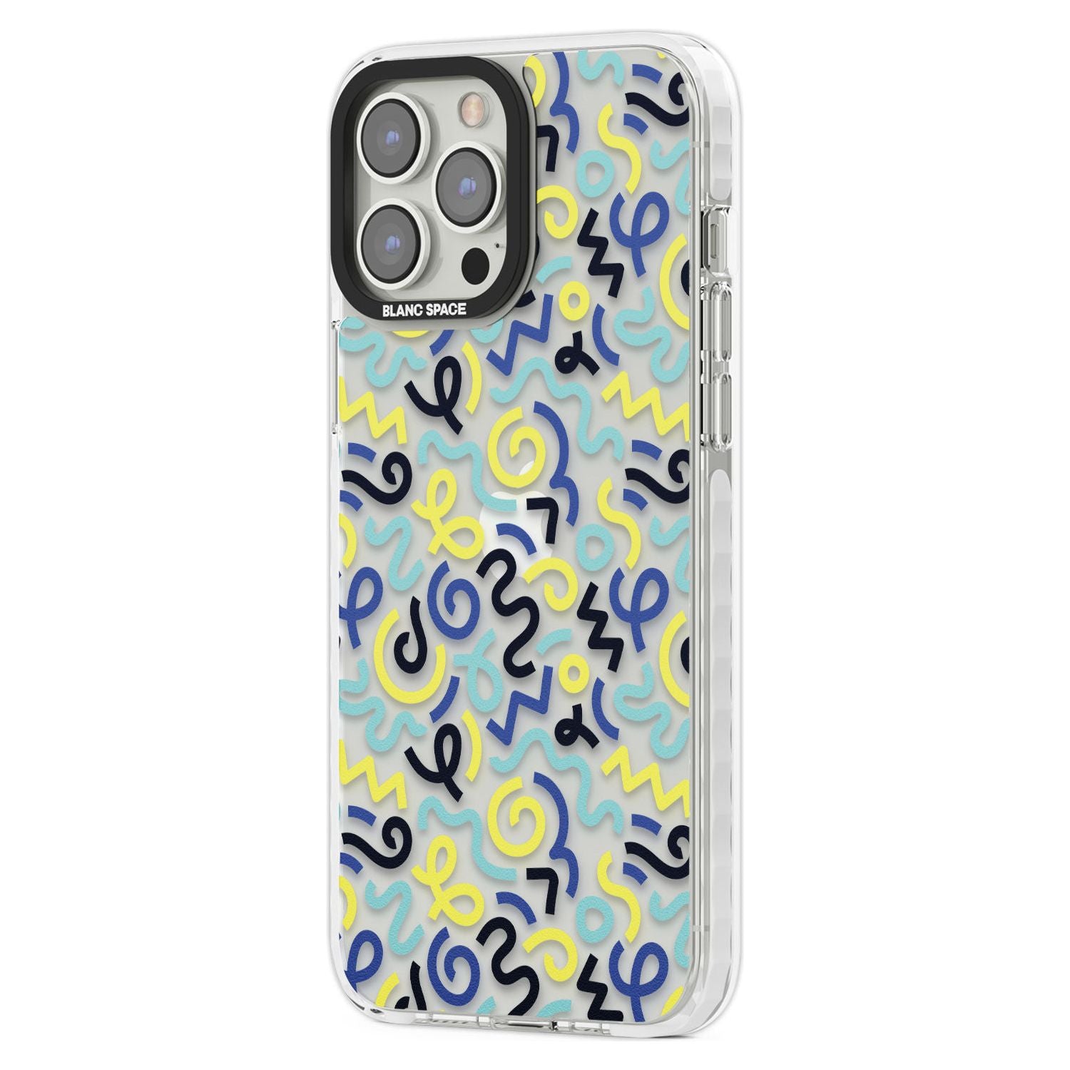 Blue & Yellow Shapes Memphis Retro Pattern Design