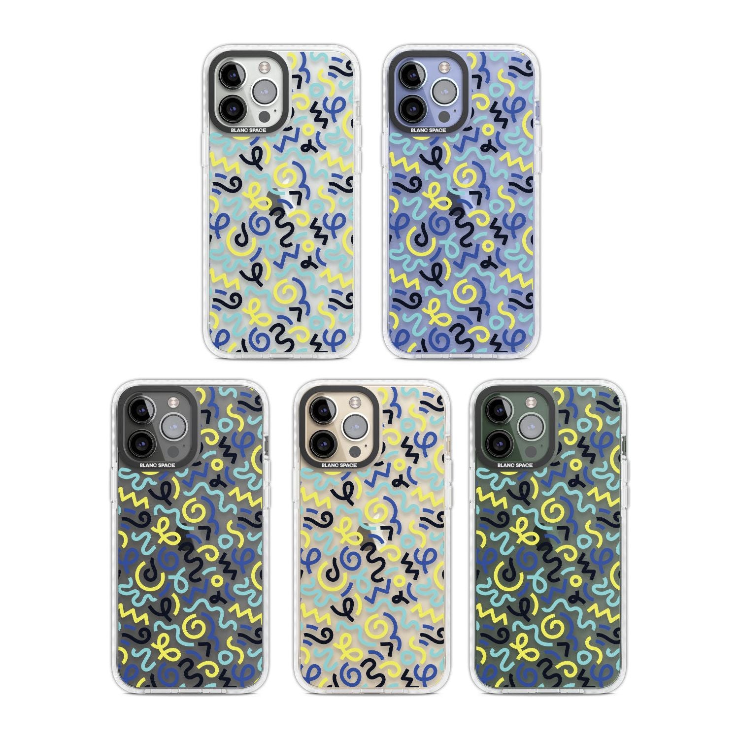 Blue & Yellow Shapes Memphis Retro Pattern Design
