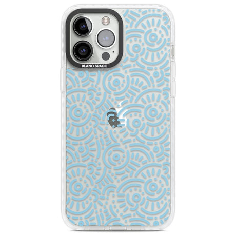 Light Blue Pattern Memphis Retro Pattern Design Phone Case iPhone 13 Pro Max / Impact Case,iPhone 14 Pro Max / Impact Case Blanc Space