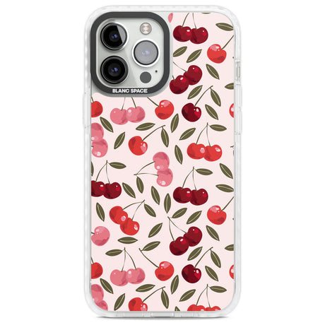 Fruity & Fun Patterns Cherries Phone Case iPhone 13 Pro Max / Impact Case,iPhone 14 Pro Max / Impact Case Blanc Space