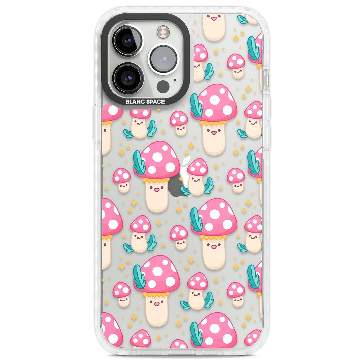 Cute Mushrooms Pattern Phone Case iPhone 13 Pro Max / Impact Case,iPhone 14 Pro Max / Impact Case Blanc Space