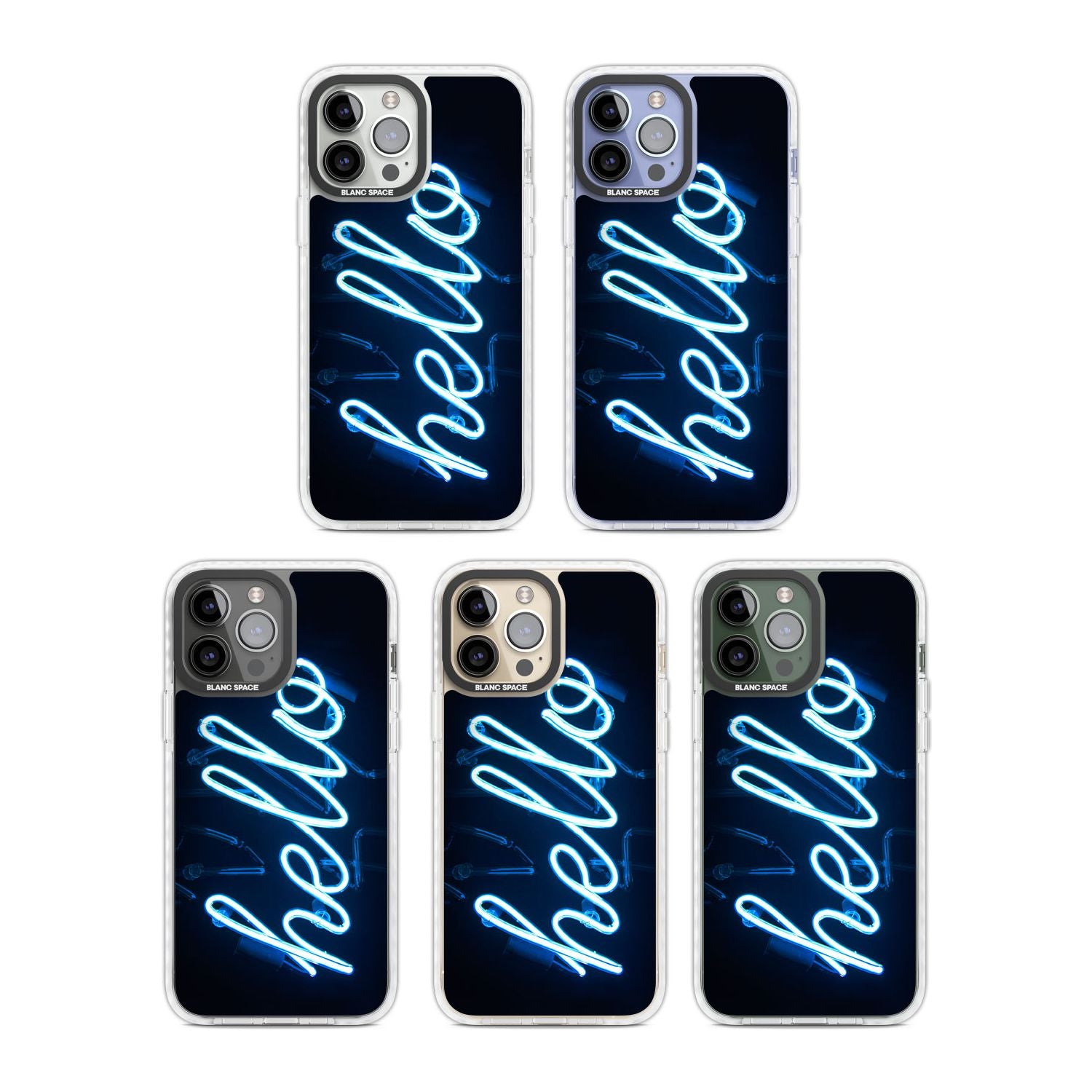 "Hello" Blue Cursive Neon Sign