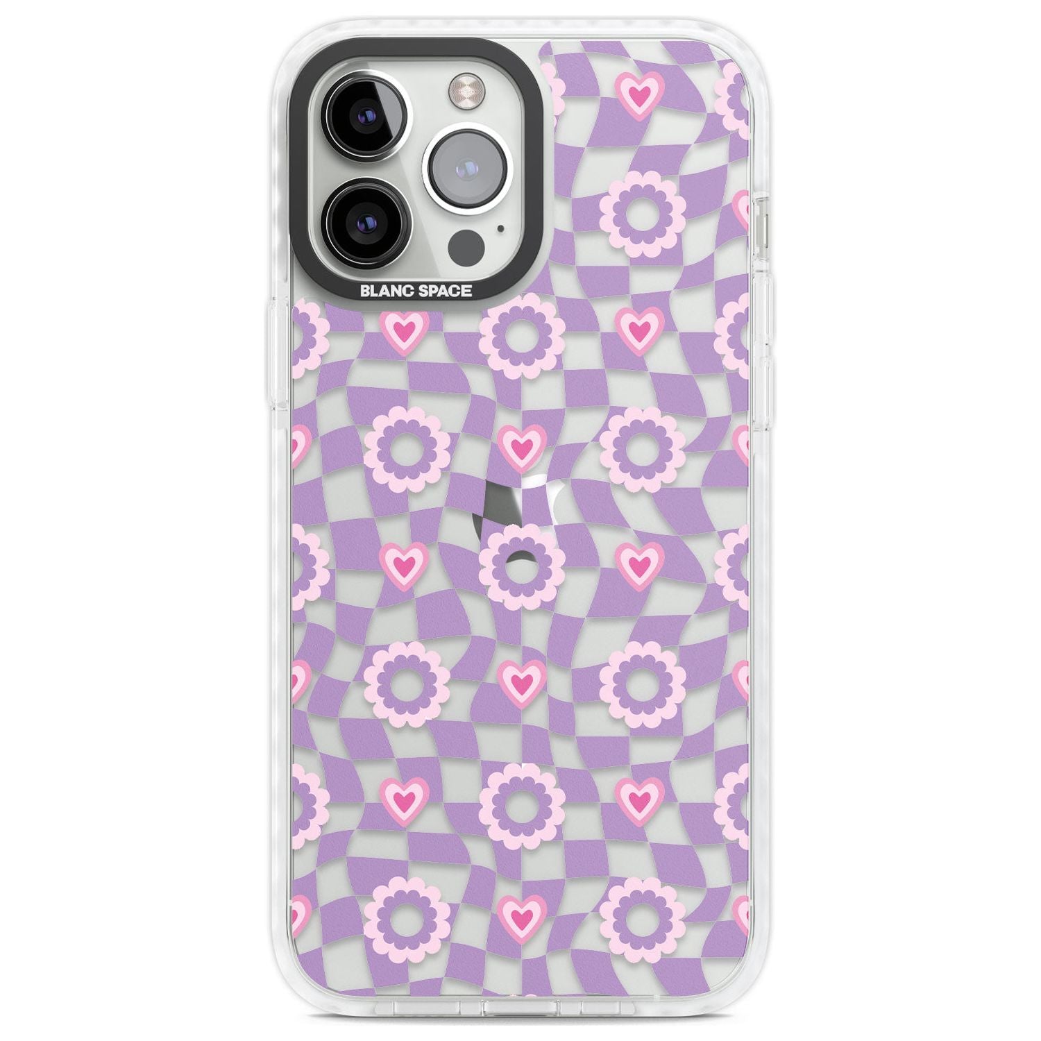 Checkered Love Pattern Phone Case iPhone 13 Pro Max / Impact Case,iPhone 14 Pro Max / Impact Case Blanc Space