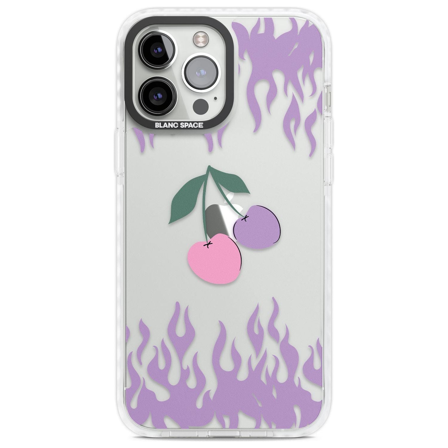Cherries n' Flames Phone Case iPhone 13 Pro Max / Impact Case,iPhone 14 Pro Max / Impact Case Blanc Space