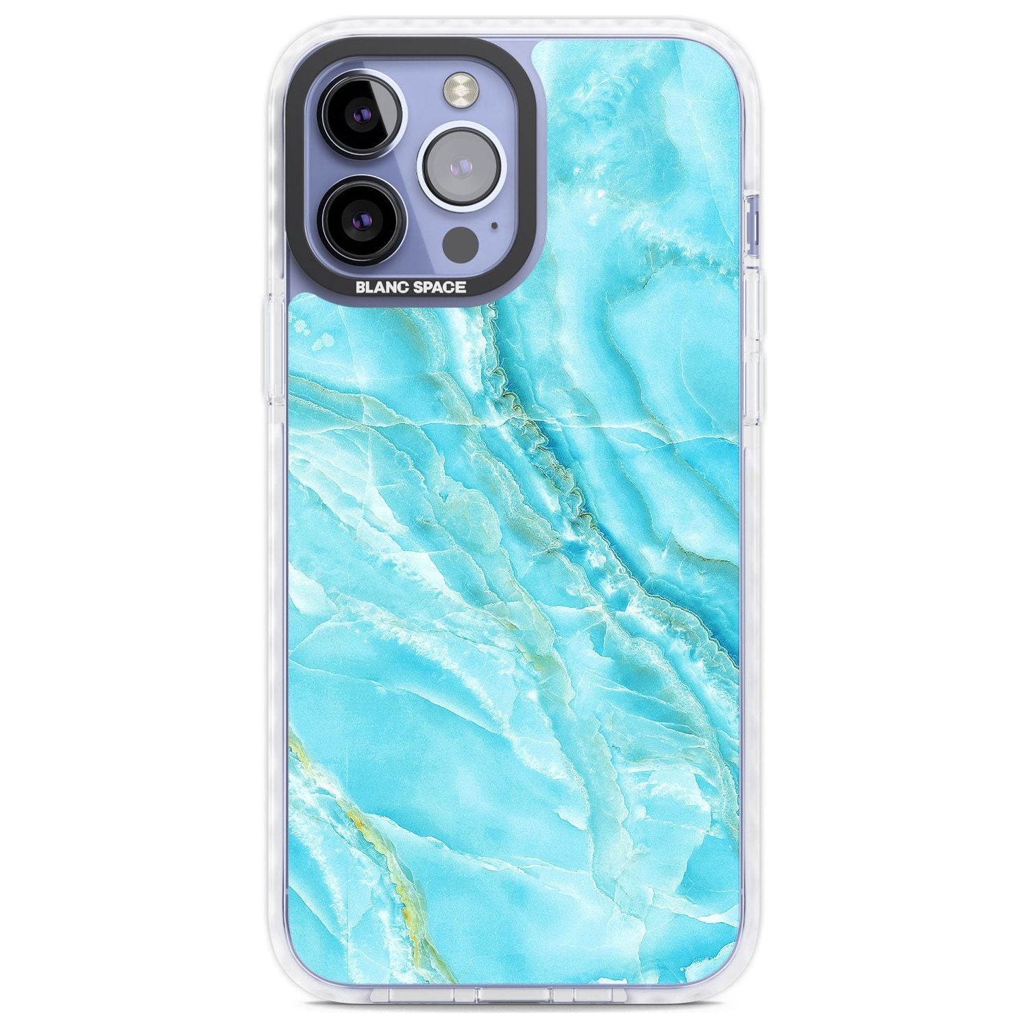 Bright Blue Onyx Marble Phone Case iPhone 13 Pro Max / Impact Case,iPhone 14 Pro Max / Impact Case Blanc Space