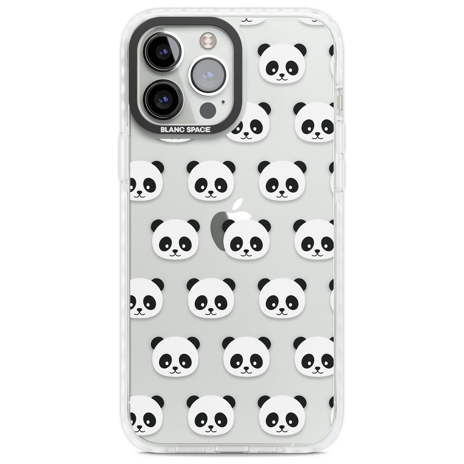 Panda Face Pattern Phone Case iPhone 13 Pro Max / Impact Case,iPhone 14 Pro Max / Impact Case Blanc Space