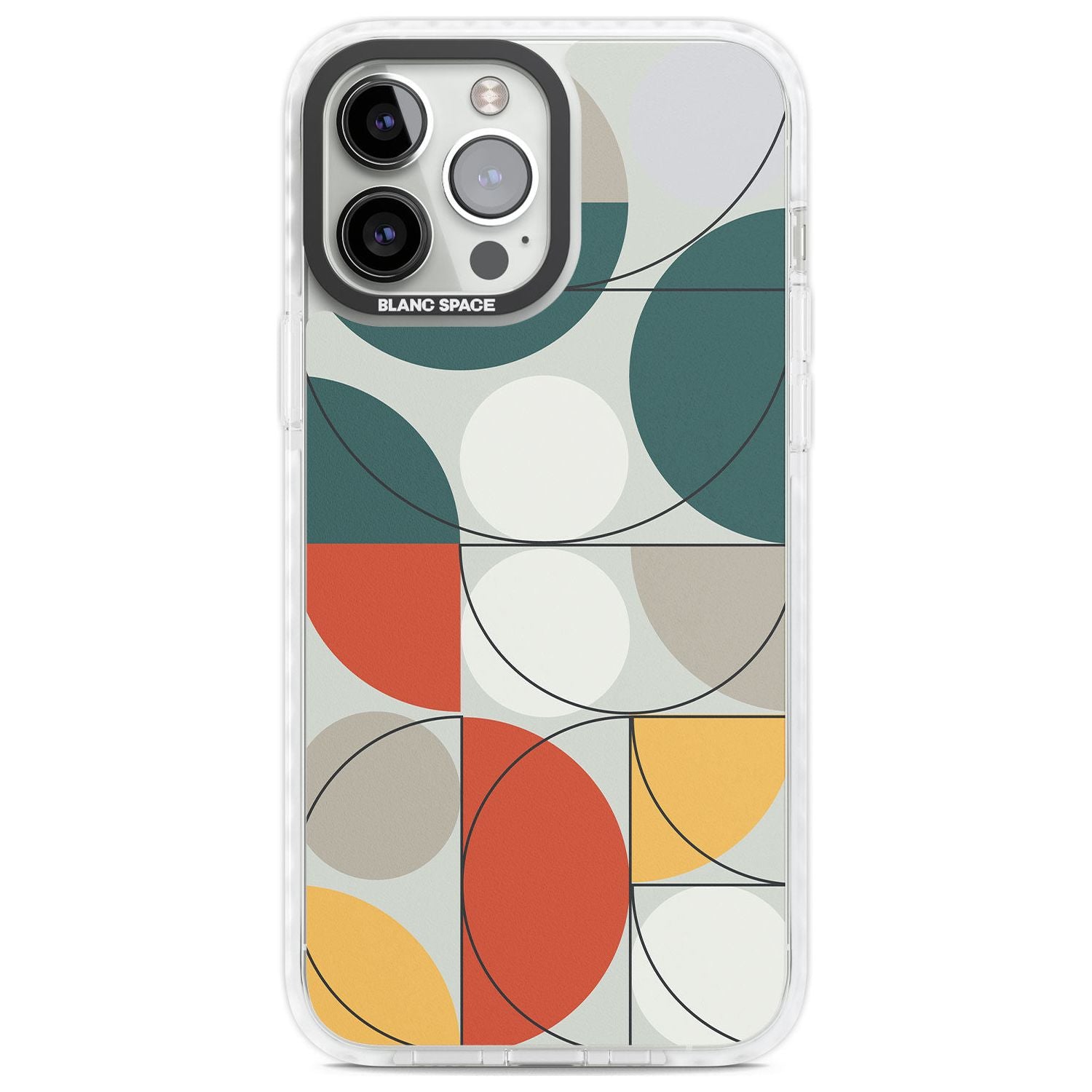 Abstract Half Circles Phone Case iPhone 13 Pro Max / Impact Case,iPhone 14 Pro Max / Impact Case Blanc Space