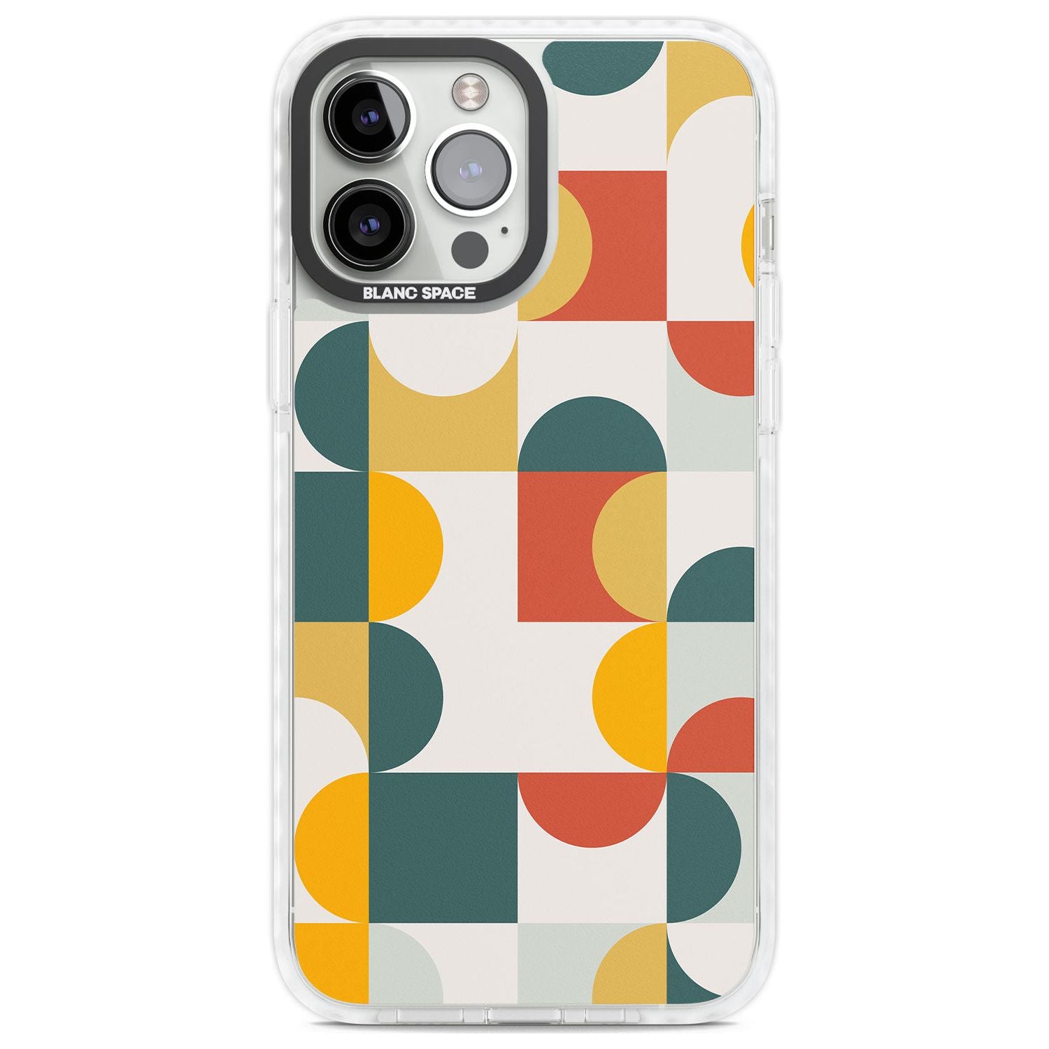 Abstract Retro Shapes: Muted Colour Mix Phone Case iPhone 13 Pro Max / Impact Case,iPhone 14 Pro Max / Impact Case Blanc Space