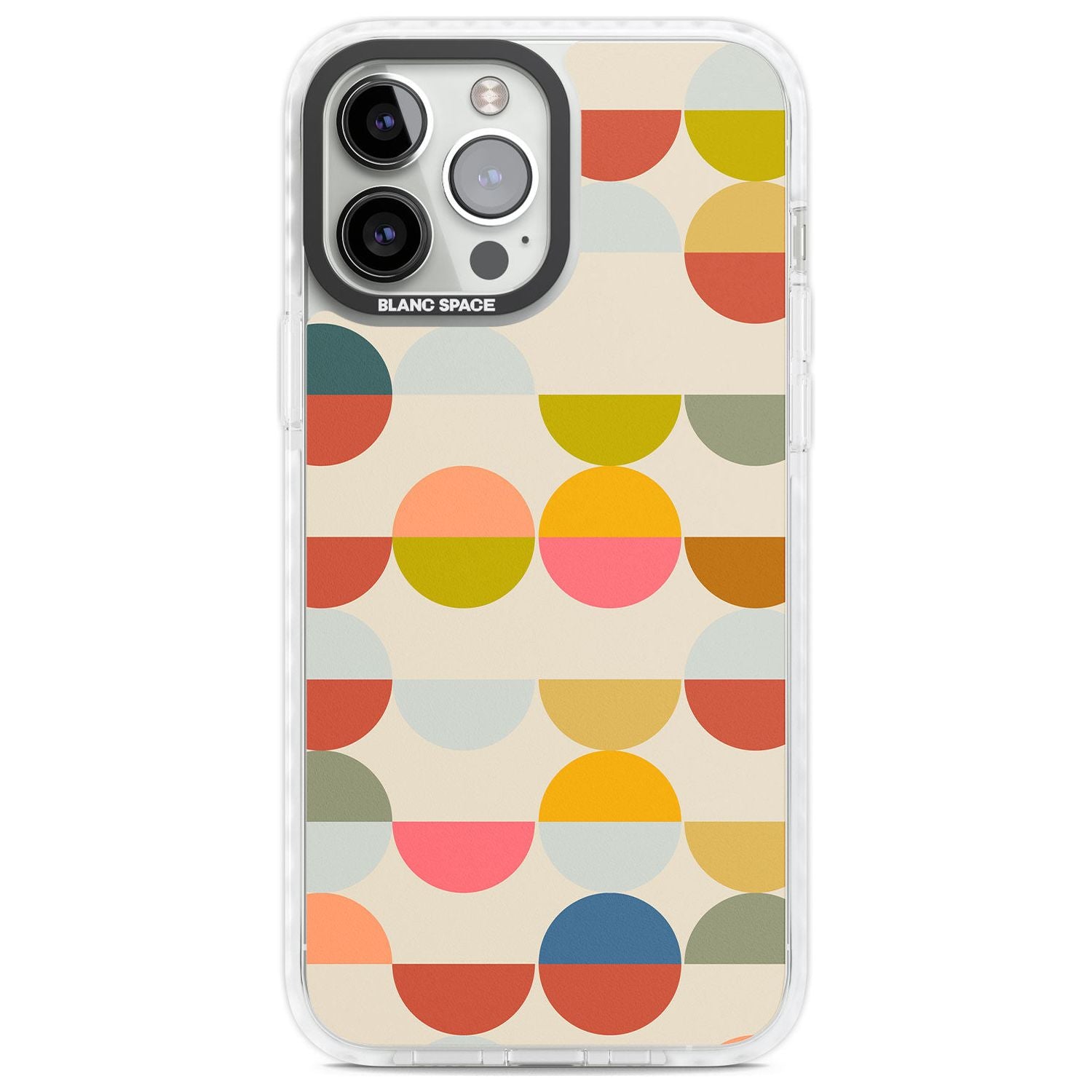 Abstract Retro Shapes: Colourful Circles Phone Case iPhone 13 Pro Max / Impact Case,iPhone 14 Pro Max / Impact Case Blanc Space