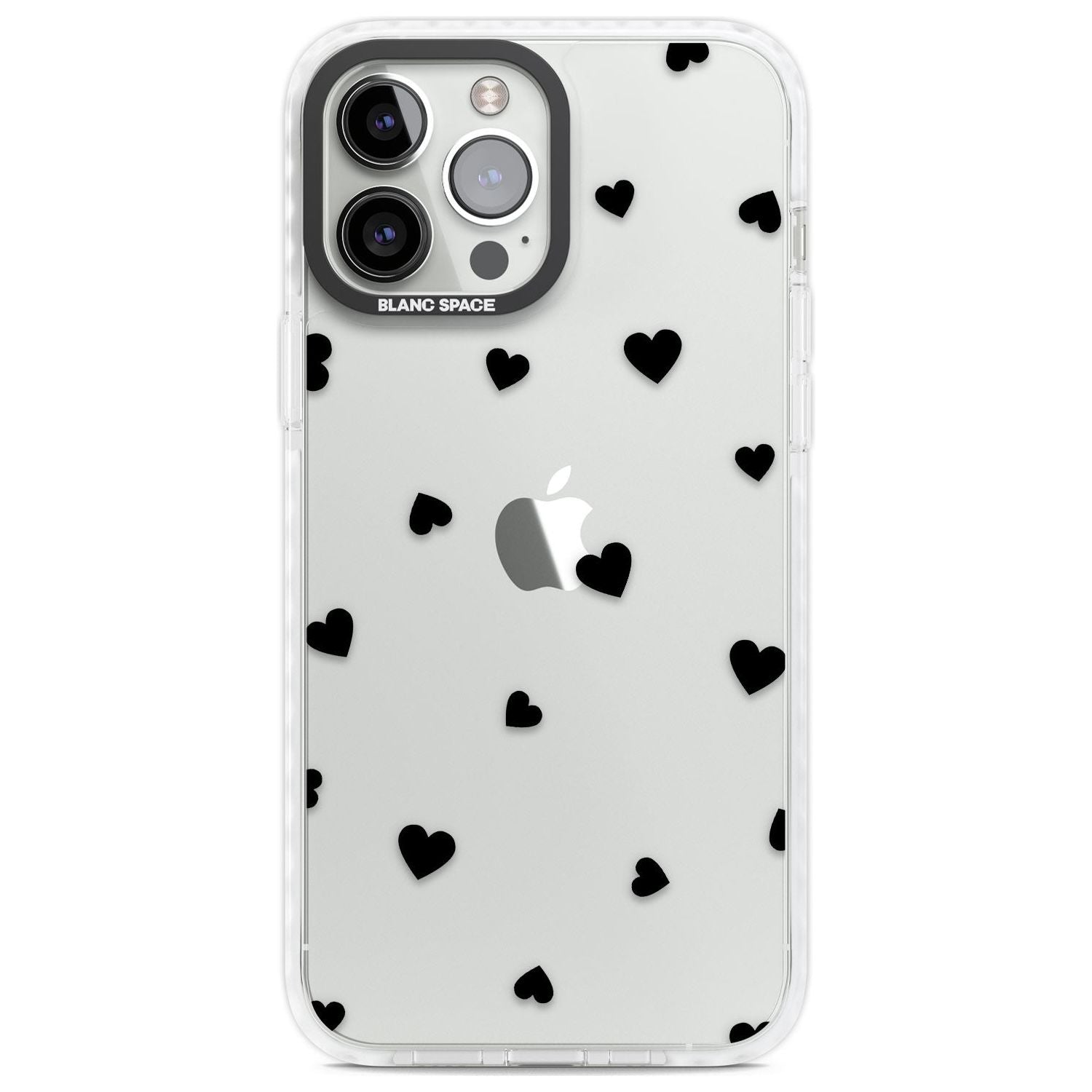 Black Hearts Pattern Phone Case iPhone 13 Pro Max / Impact Case,iPhone 14 Pro Max / Impact Case Blanc Space
