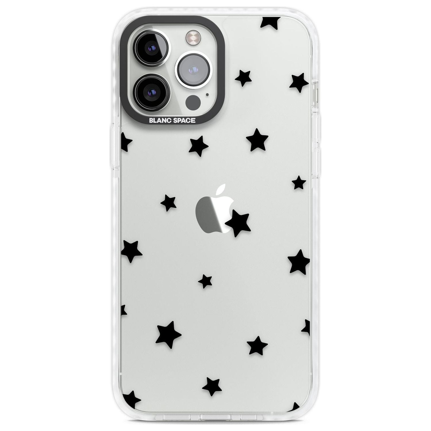 Black Stars Pattern Phone Case iPhone 13 Pro Max / Impact Case,iPhone 14 Pro Max / Impact Case Blanc Space