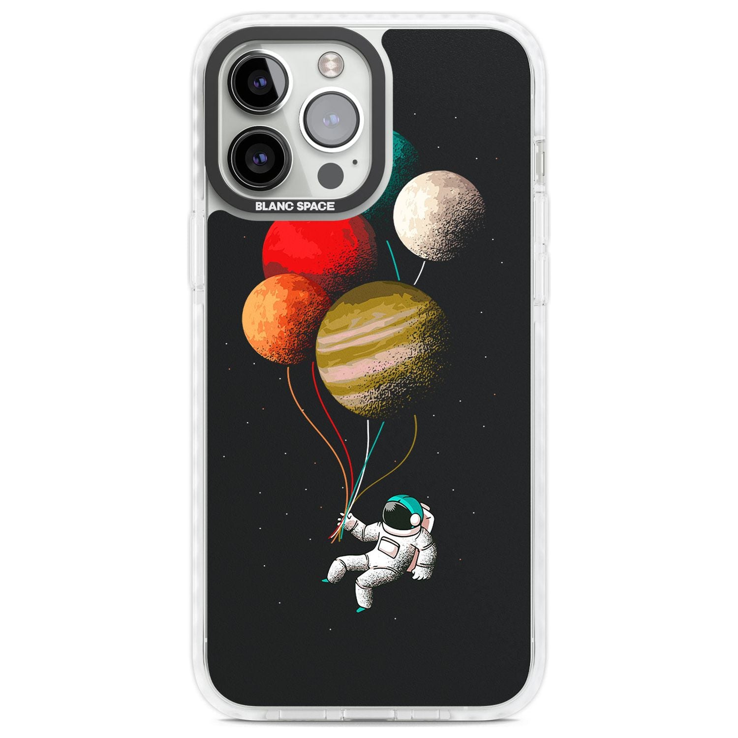 Astronaut Balloon Planets Phone Case iPhone 13 Pro Max / Impact Case,iPhone 14 Pro Max / Impact Case Blanc Space