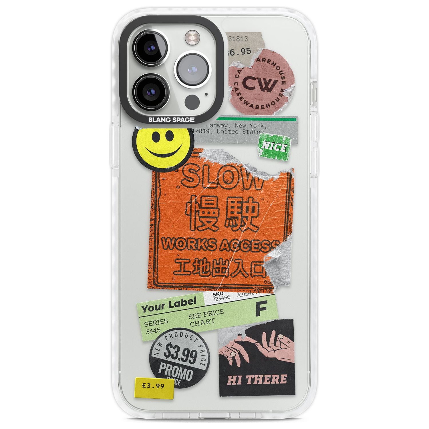 Kanji Signs Sticker Mix Phone Case iPhone 13 Pro Max / Impact Case,iPhone 14 Pro Max / Impact Case Blanc Space