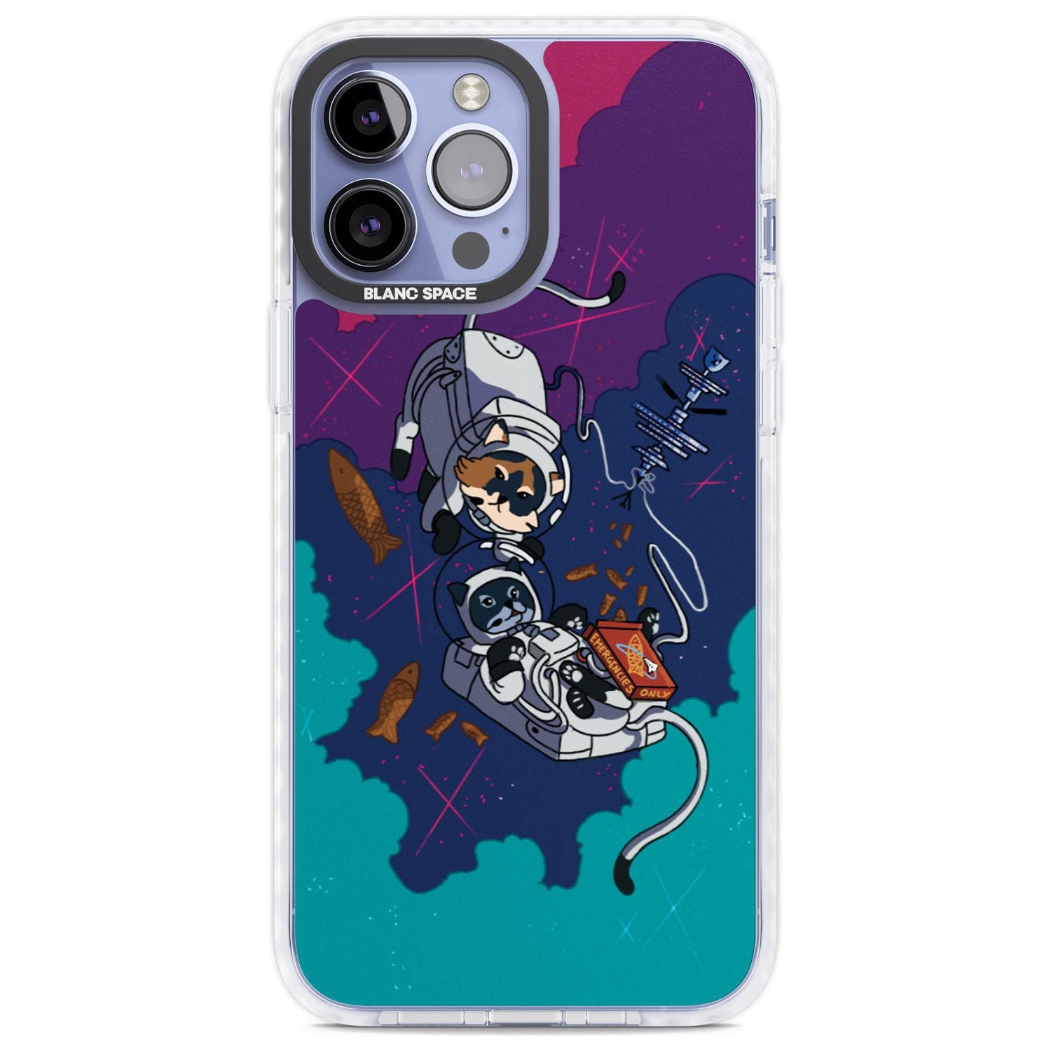 Cats In Space Phone Case iPhone 13 Pro Max / Impact Case,iPhone 14 Pro Max / Impact Case Blanc Space