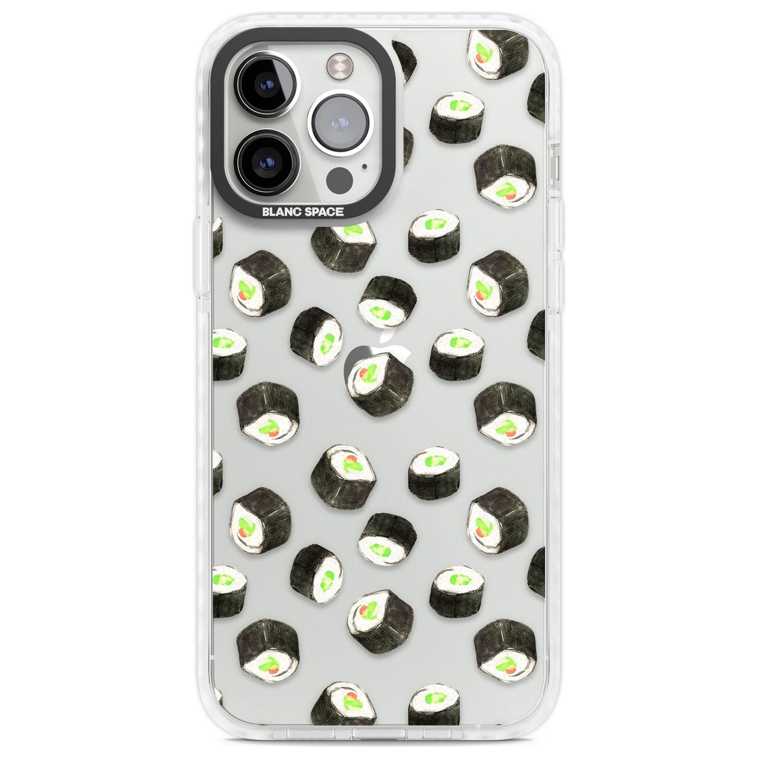 Maki Rolls Sushi Pattern Phone Case iPhone 13 Pro Max / Impact Case,iPhone 14 Pro Max / Impact Case Blanc Space