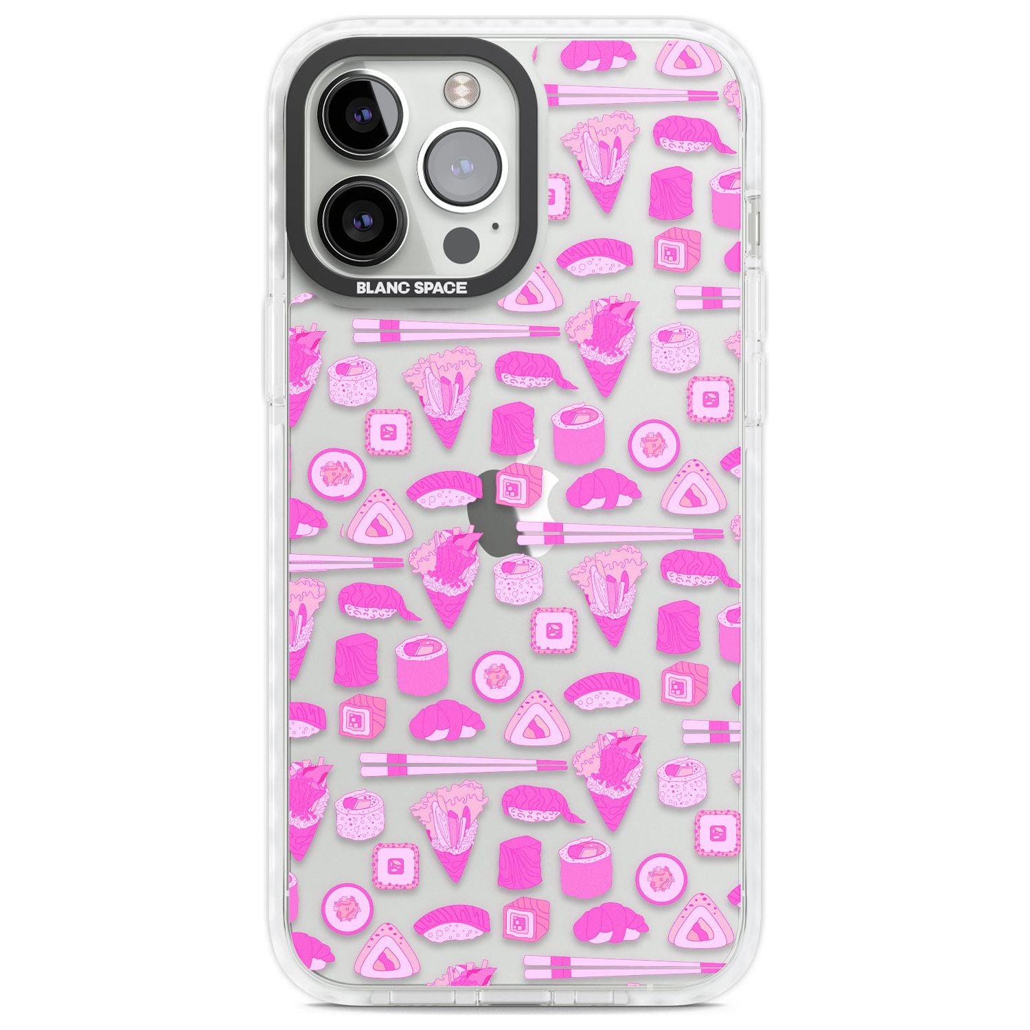 Bright Pink Sushi Pattern Phone Case iPhone 13 Pro Max / Impact Case,iPhone 14 Pro Max / Impact Case Blanc Space