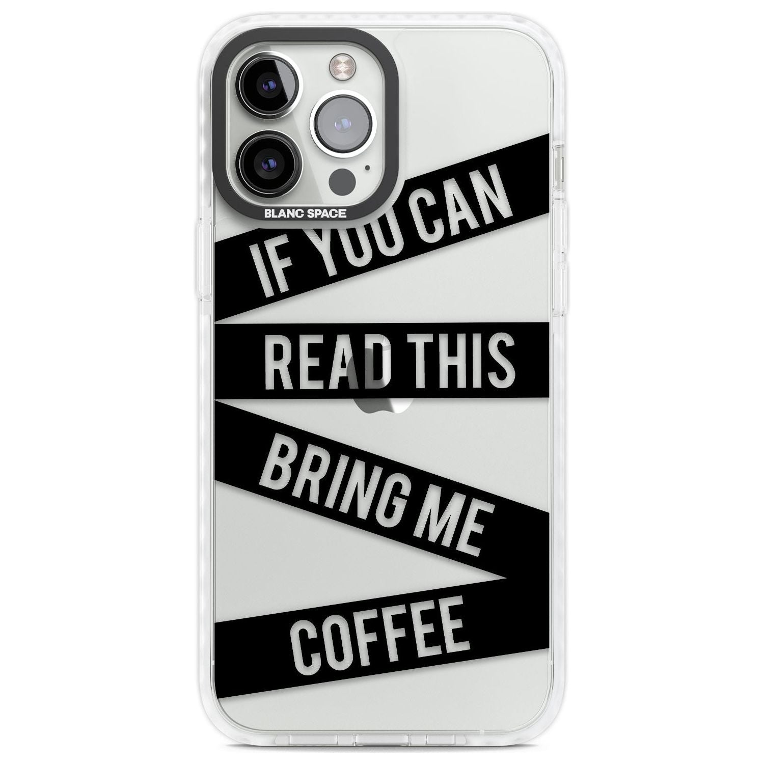 Black Stripes Bring Me Coffee Phone Case iPhone 13 Pro Max / Impact Case,iPhone 14 Pro Max / Impact Case Blanc Space