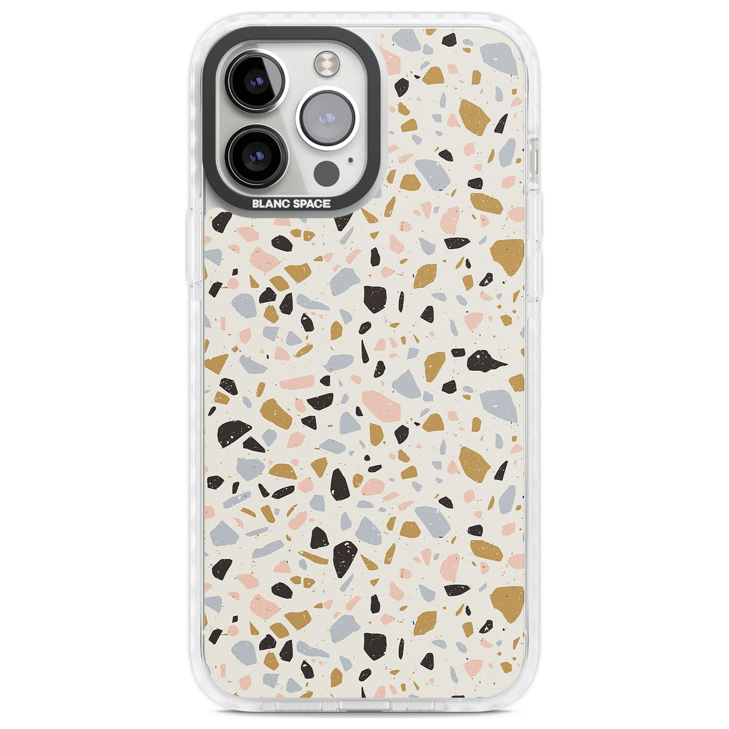 Pale Pink, Blue, & Mocha Terrazzo Pattern Phone Case iPhone 13 Pro Max / Impact Case,iPhone 14 Pro Max / Impact Case Blanc Space